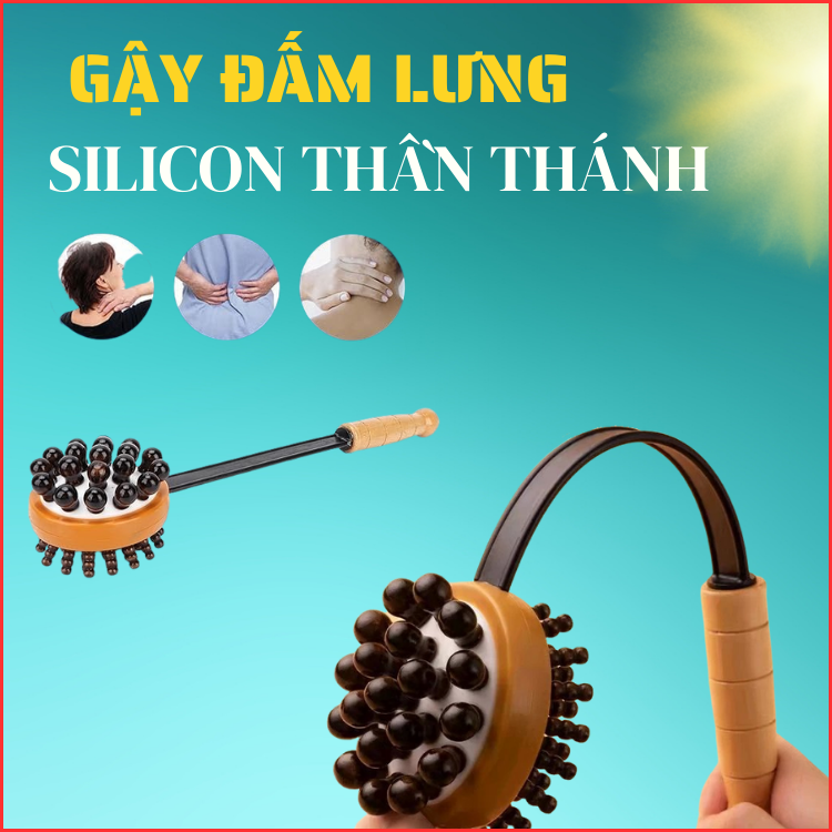 Gậy đấm lưng bằng gỗ massage gãi ngứa cơ thể, cây đấm lưng thư giãn đa năng, tay cầm chắc chắn