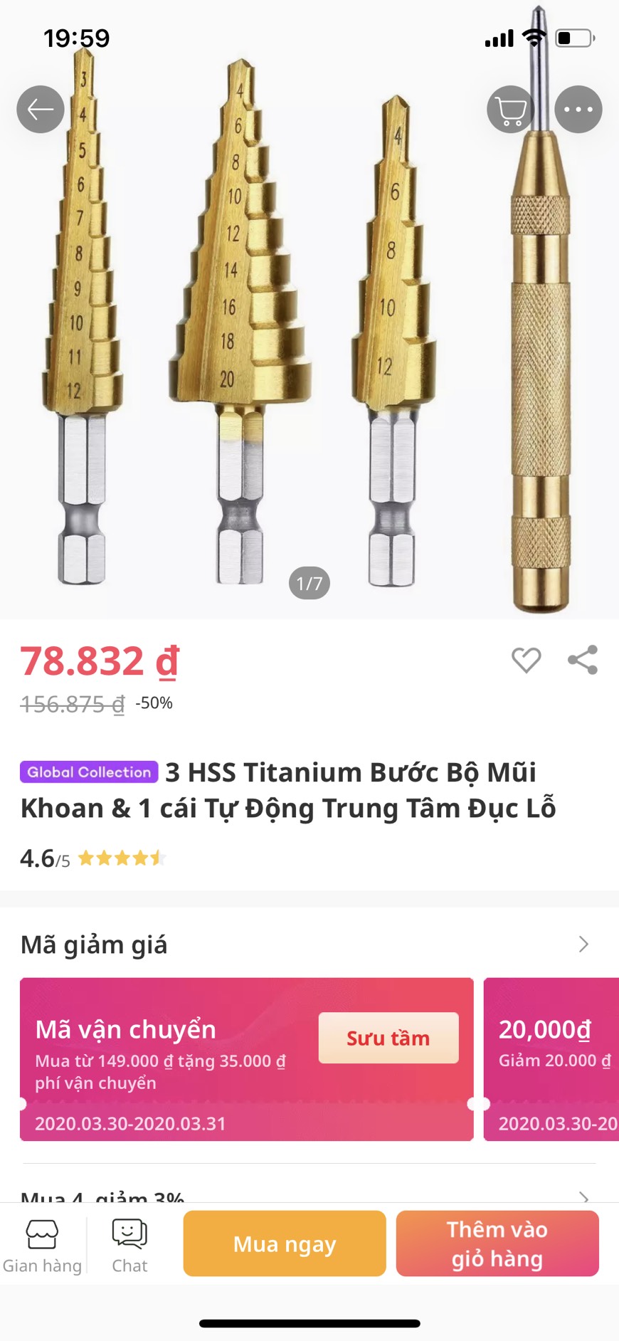 Mũi khoan 3 bước + tự động đục lỗ