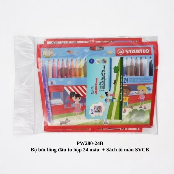 Bút lông đầu to STABILO Power PW280-24 (hộp 24 màu)