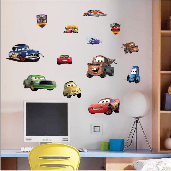[HCM]Decal dán tường hình siêu xe cho bé