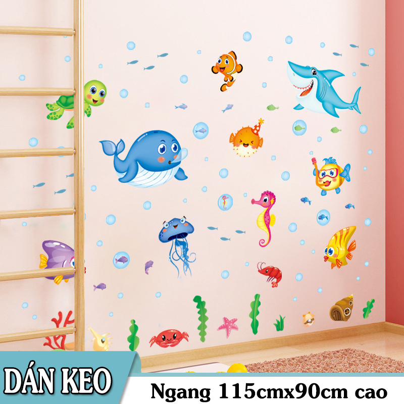 [HCM]Decal trang trí tường - Cá Mập Đại Dương 02