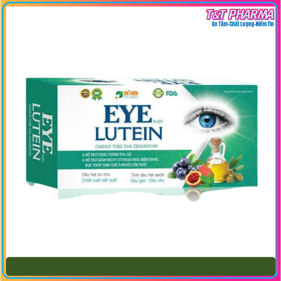 Viên uống bổ mắt eye lutein bổ sung vitamin d3, a, e giúp hạn chế quá trình lão hóa mắt, giảm mờ mắt, mỏi mắt, khô mắt, cải thiện thị lực - t&t pharma
