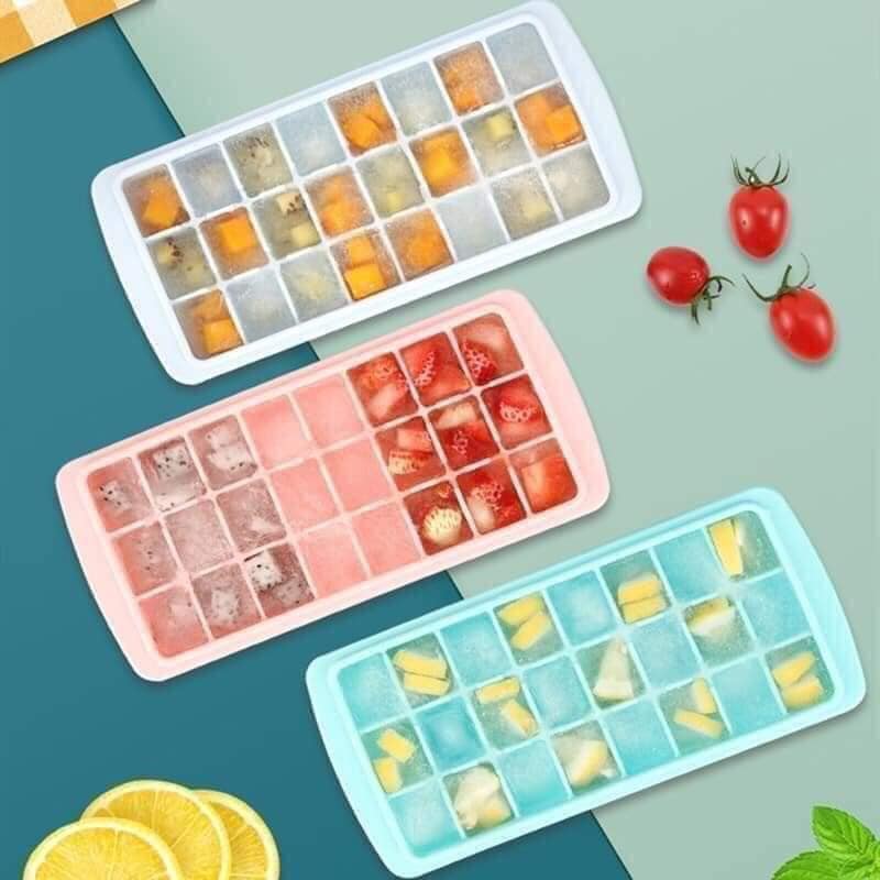 KHAY ĐÁ DẺO SILICON CÓ NẮP