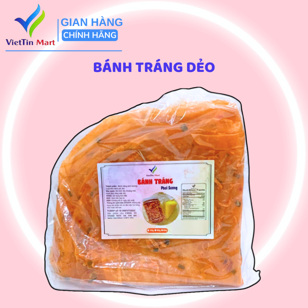 Combo Bánh Tráng Dẻo Tôm, Bơ, Muối Tép Hành Phi Viettin Mart 600g