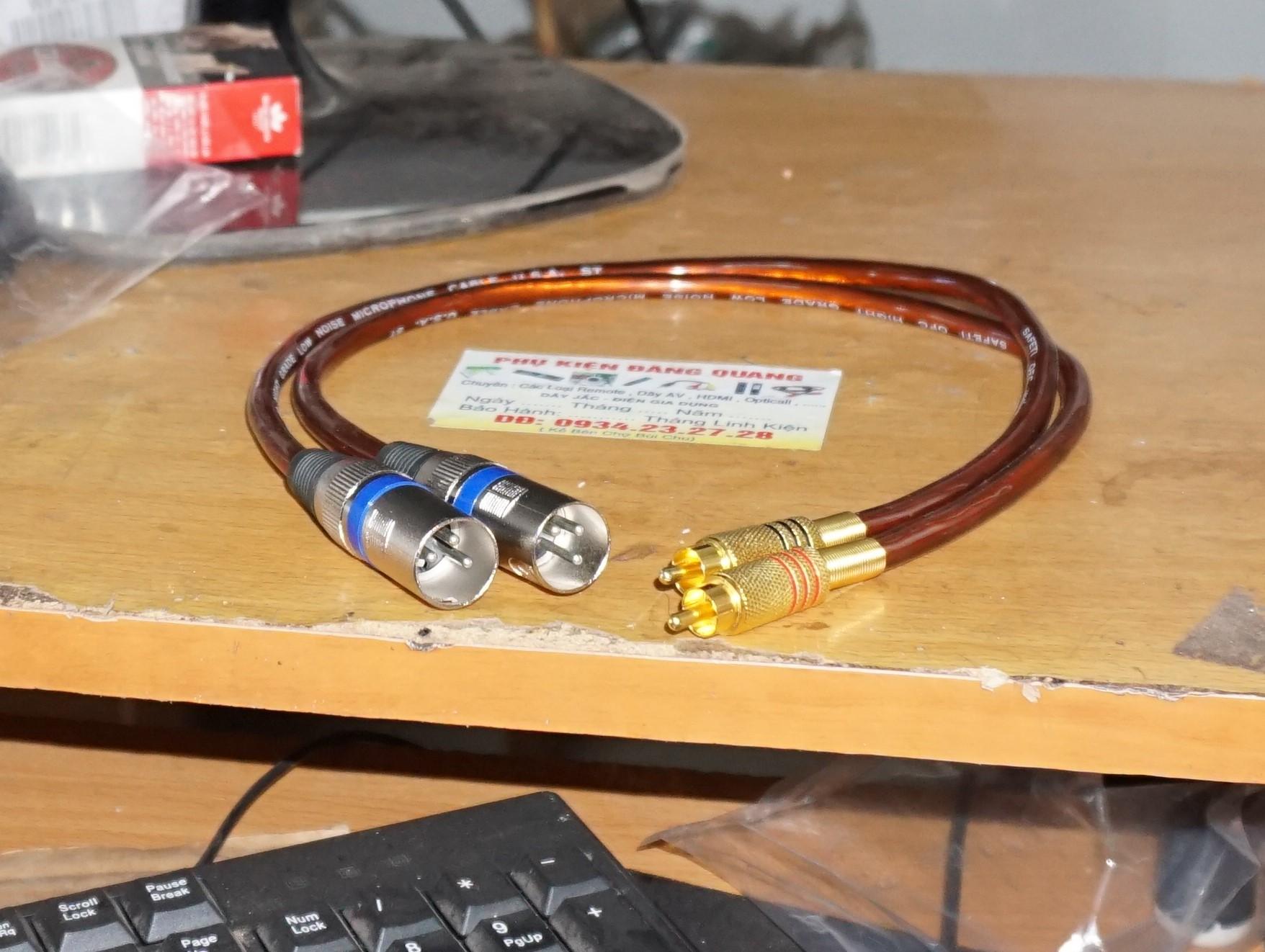 Cặp dây jack canon Đực ra AV dài 0.5m ( canon sọc , dây tốt )