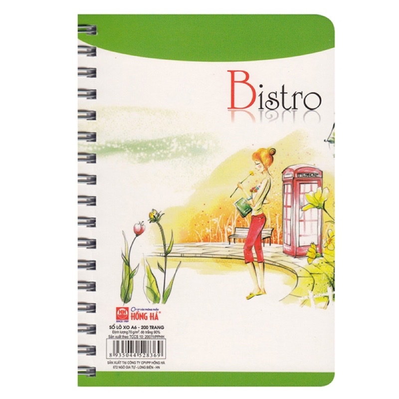 Sổ lò xo dọc kẻ ngang bistro a6- 200 trang hồng hà . giao màu ngẫu nhiên