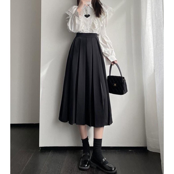 [25-27/4 Hoàn tiền 15%]Chân Váy Midi Xếp Ly Dài m040