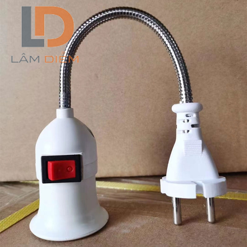 chuôi đèn lò xo có công tắc e27 xoay 360 độ