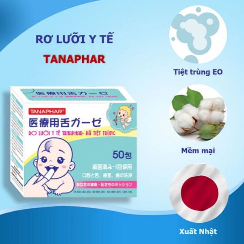 Gạc rơ lưỡi y tế trẻ em Tanaphar đã tiệt trùng [HỘP 50 CHIẾC]