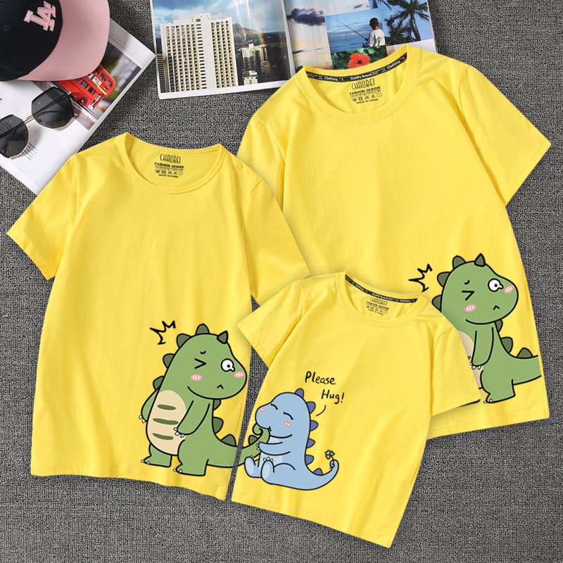 áo thun gia đình - áo thun gia đình mùa hè- mẫu khủng long cắn đuôi siêu HOT 2022-(size 5-85kg)