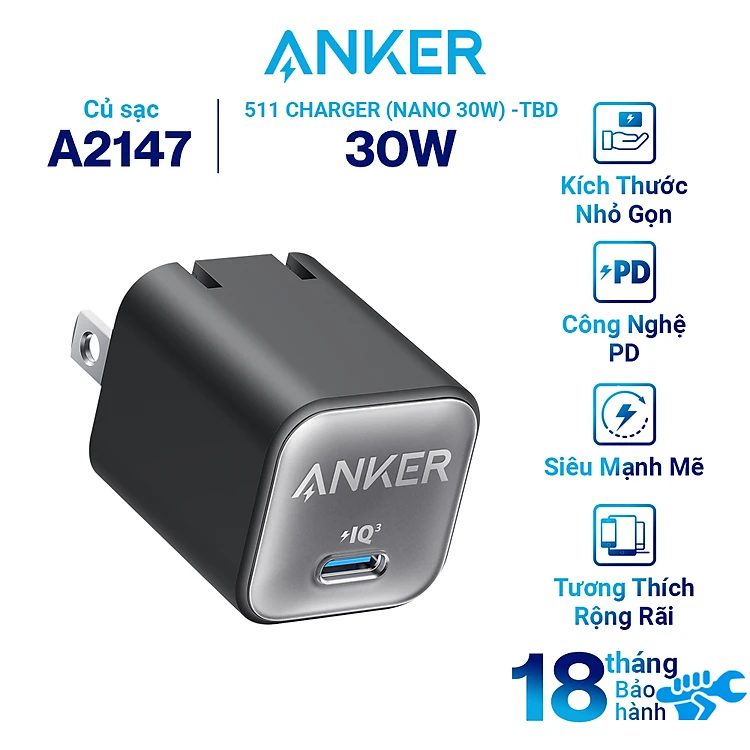 Sạc Anker 511 Nano Pro PIQ 3.0 20W ...