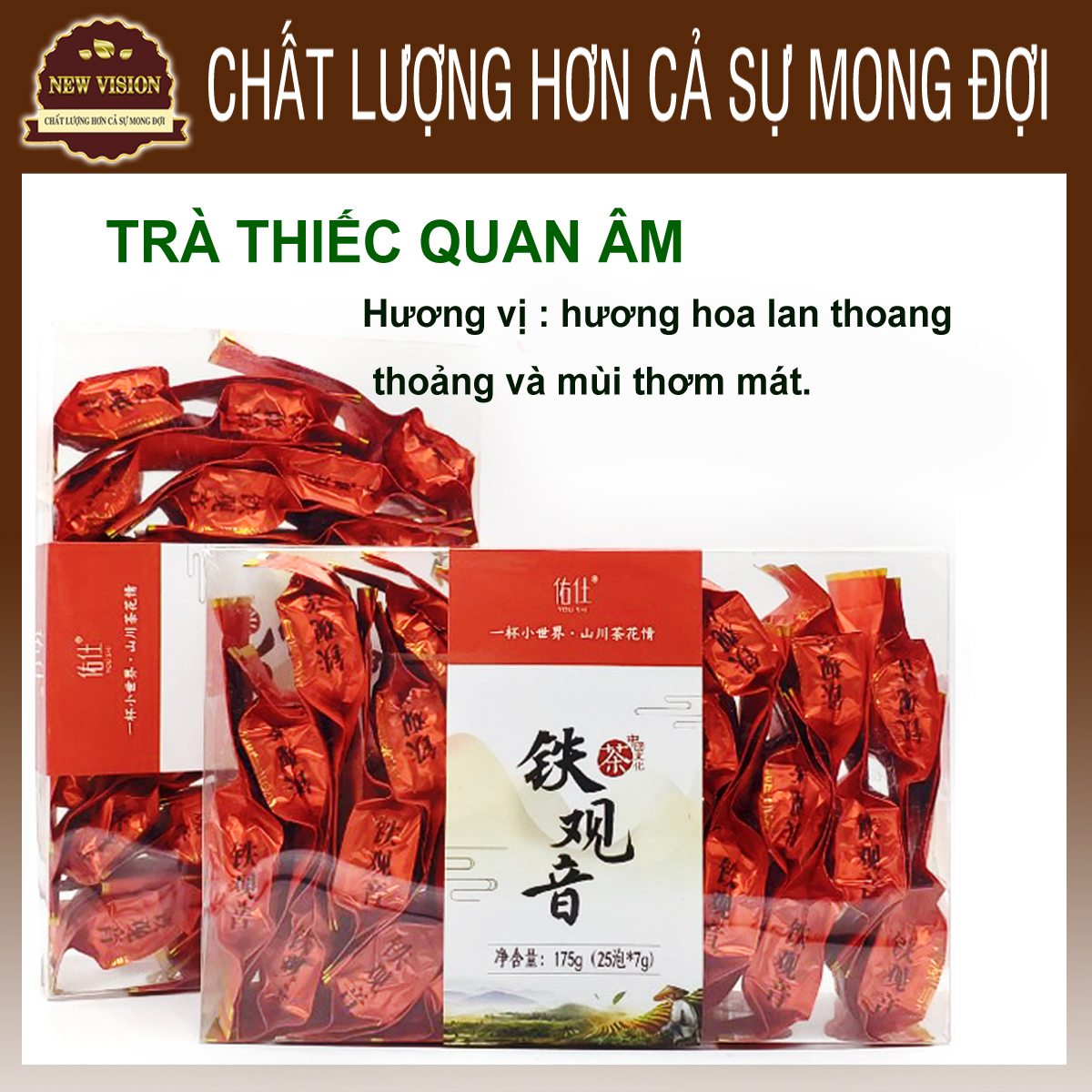 Trà thiếc quan âm an khê phúc kiến đóng gói lẻ 25 gói 175g -.new vision