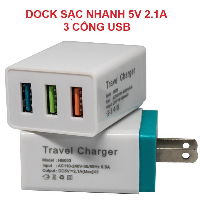 [HCM]Dock sạc nhanh 2.1A 3 cổng USB cực chất - ATDTECH