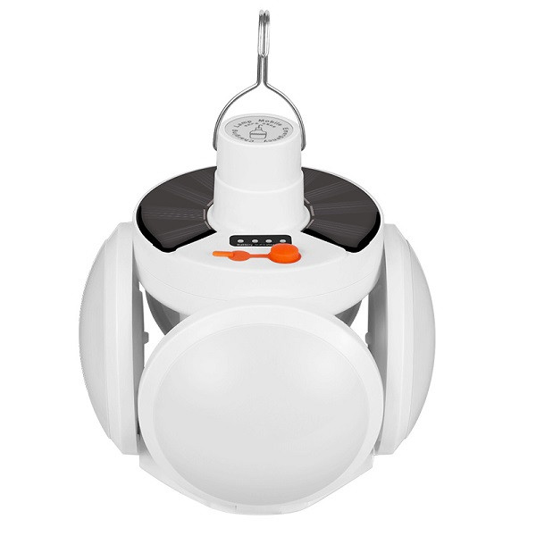 Bóng đèn led 4 cánh 5 bóng năng lượng mặt trời, đèn siêu sáng tích điện ngoài trời đèn năng lượng mặt trời, đèn sạc tích điện