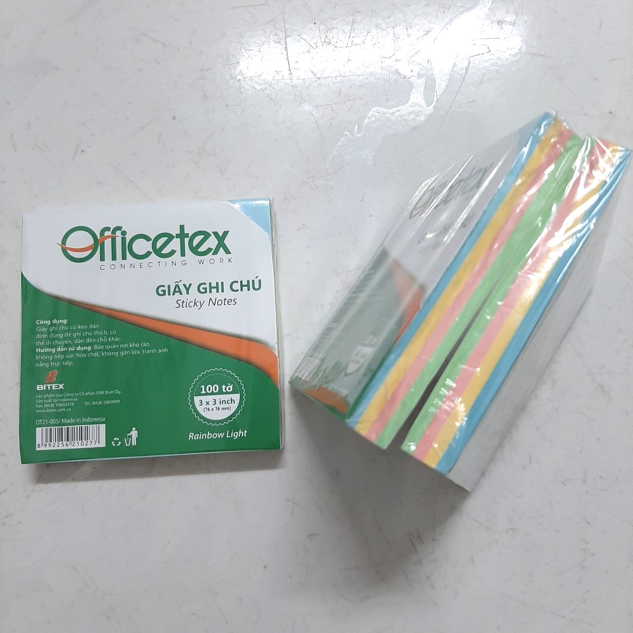 Giấy note/ ghi chú Officetex Rainbow - Xếp lớp 4 màu