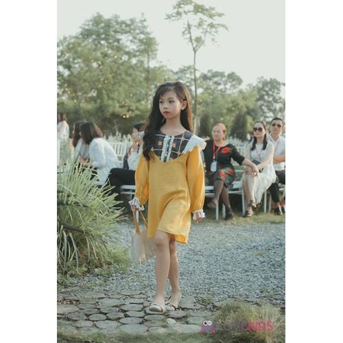 Đầm Váy suông bé gái lụa tằm phối bèo Harmony Lovekids