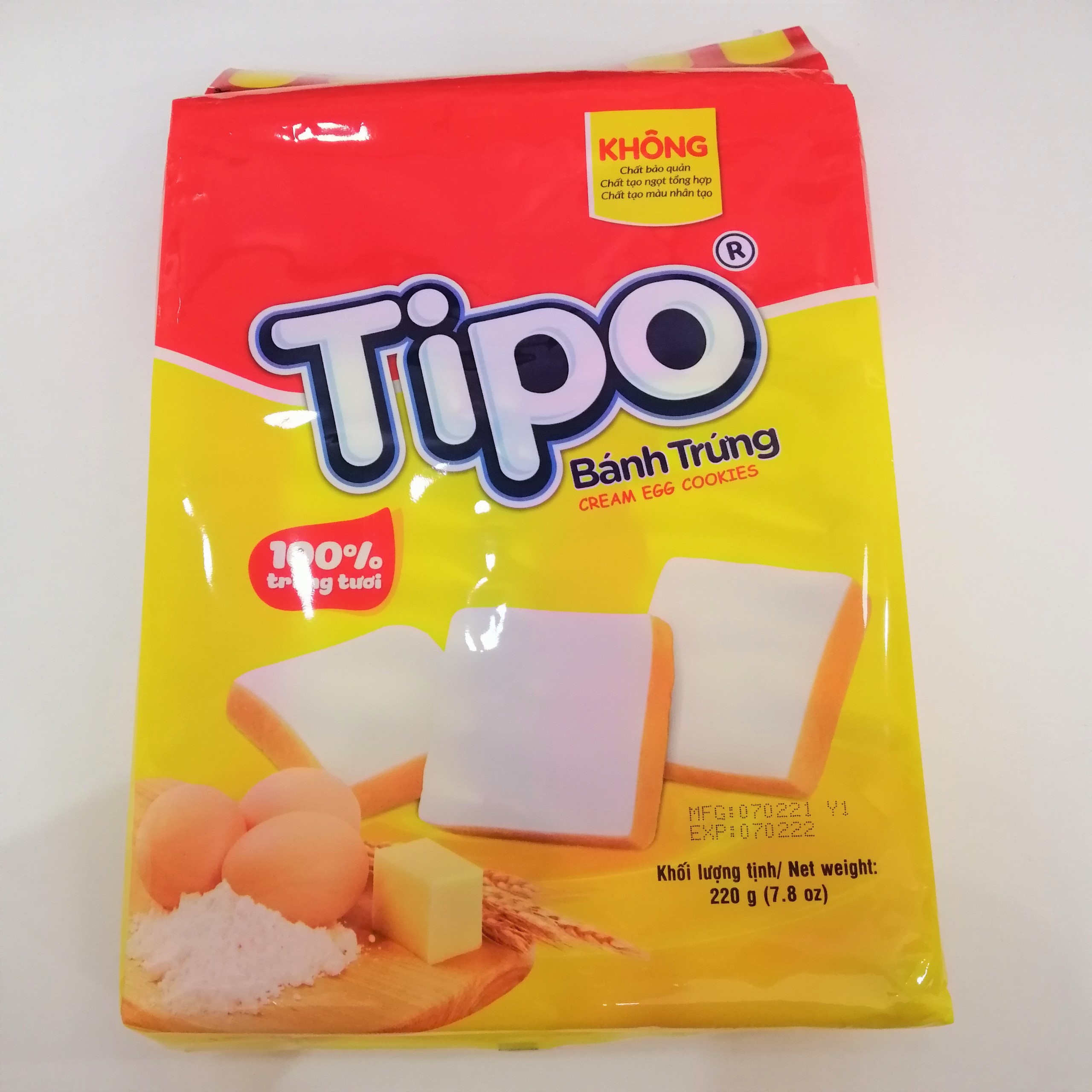 Bánh Trứng Tipo Hữu Nghị Cream Egg Cookies (Gói 220g)