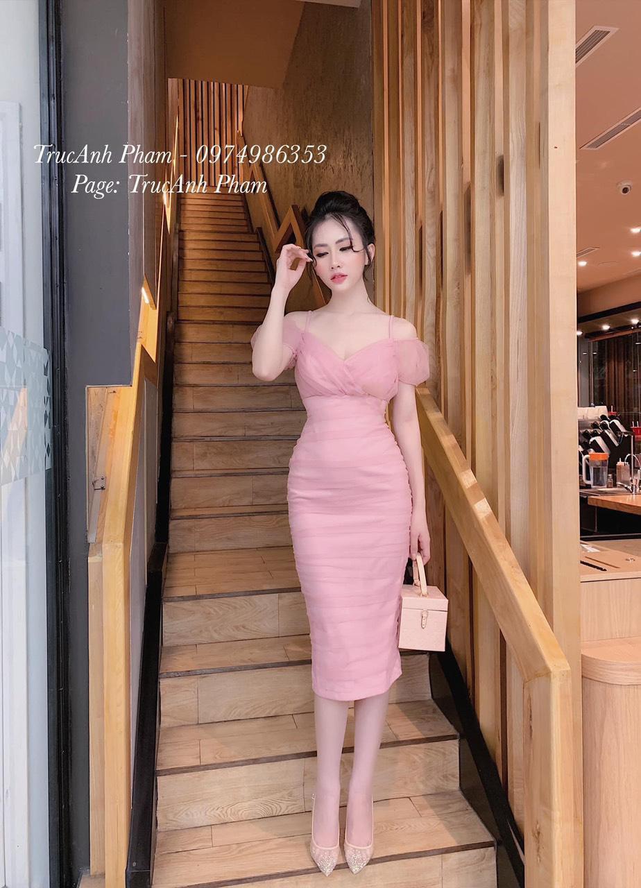 Đầm lưới rớt vai-QH