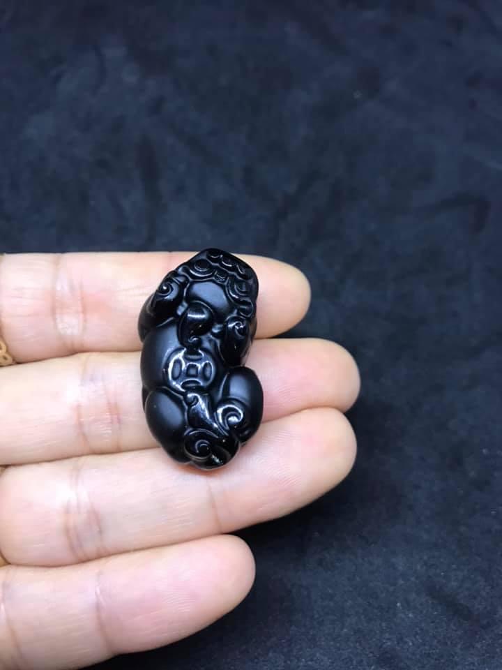 [HCM]MẶT  DÂY TỲ HƯU ĐÁ NÚI LỬA Obsidian 1A-[ size lớn] TẶNG KÈM DÂY ĐEO