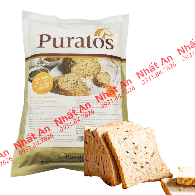 Bột trộn sẵn bánh mì hạt lúa mạch nảy mầm puratos 1kg