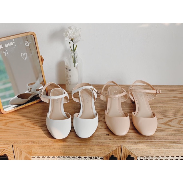 Giày sandal 3 phân mũi vuông phối dây mảnh _A022SD
