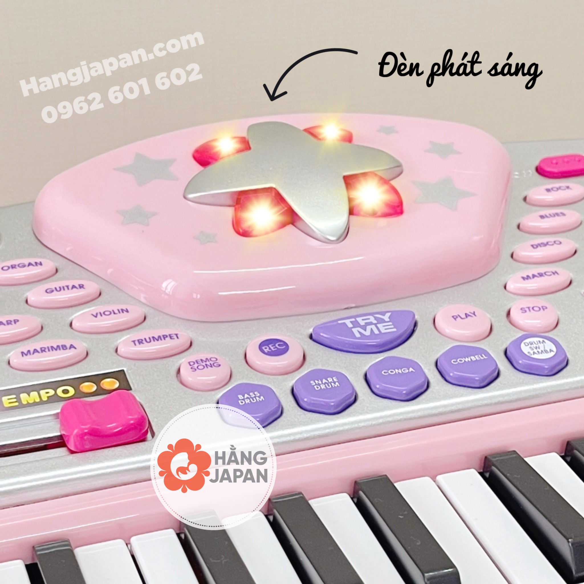Đàn organ màu Hồng cho bé WinFun 2068-G kèm Micro