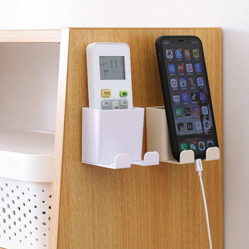 Hộp đựng Remote điều khiển và treo điện thoại loại gắn tường Nhựa Và keo dính siêu chắc