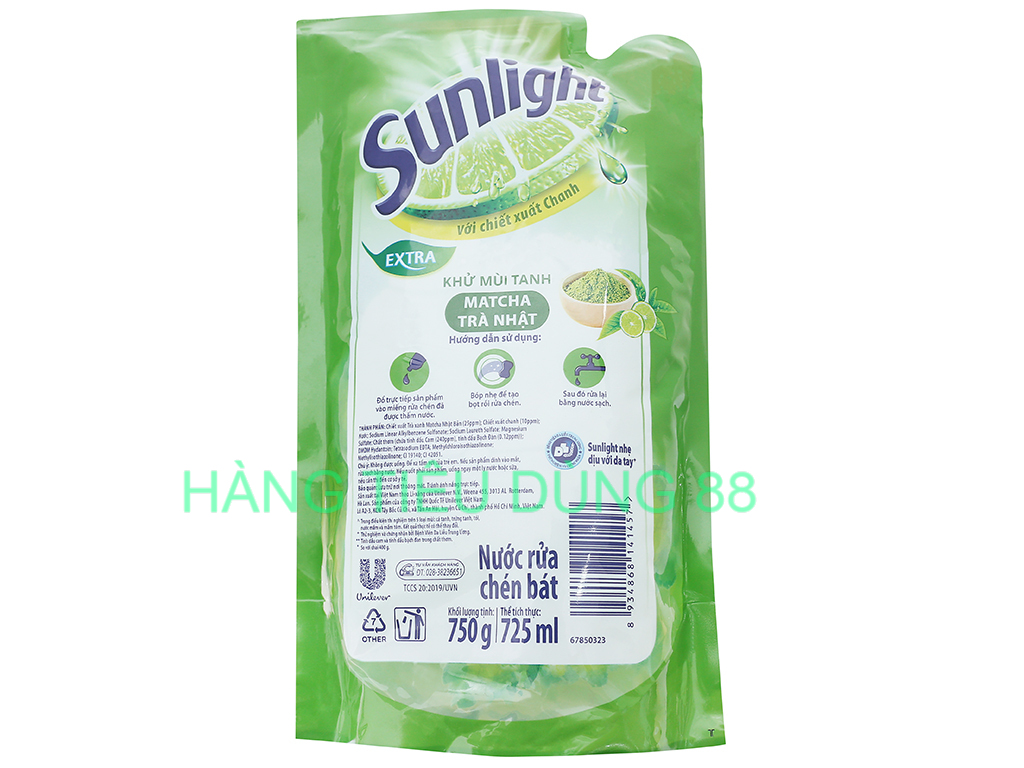 Nước rửa chén Sunlight Trà Xanh Matcha Nhật Bản 750g