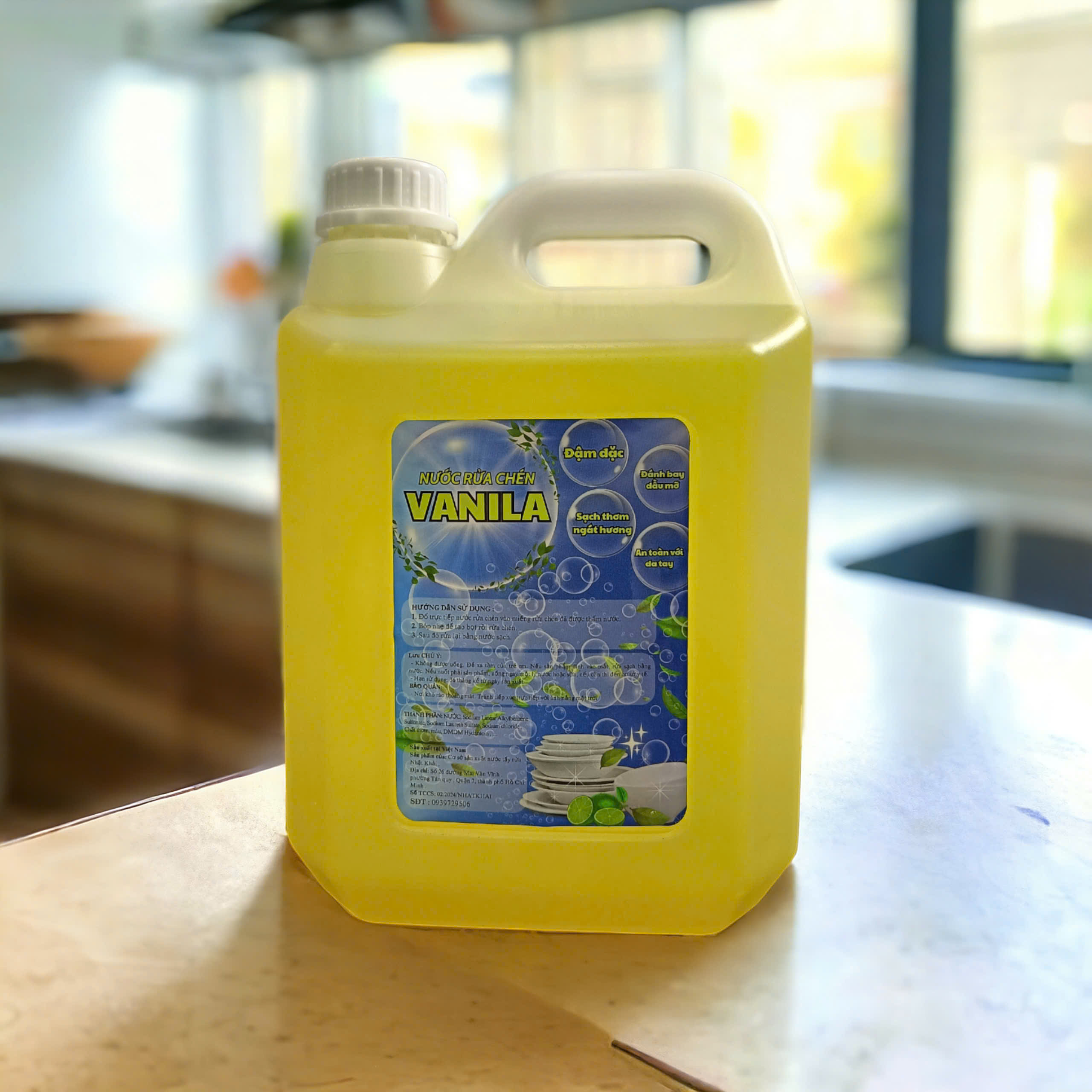 Nước rửa chén Vanila ( can 5 kg) an toàn cho da tay