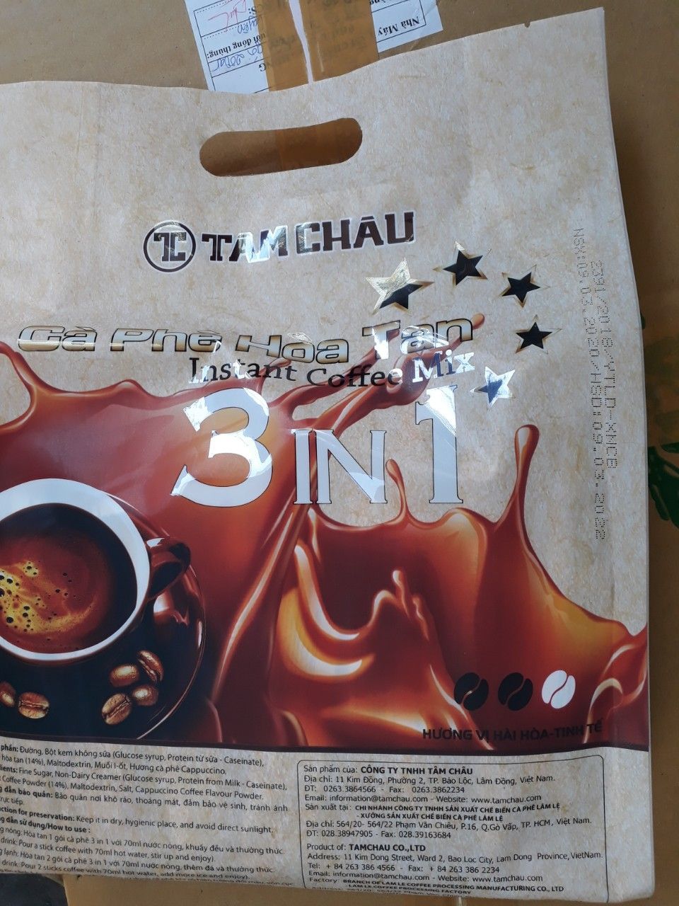 [HCM]CÀ PHÊ TÂM CHÂU HÒA TAN 3IN1 GÓI 850G