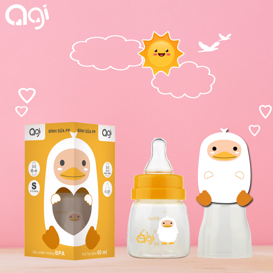 [HCM]Bình Sữa Agi Cổ Hẹp Nhựa PP  60ml - 140ml - 250ml (Mẫu Mới)