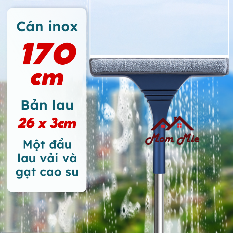 [MỚI-Cải tiến] Cây lau kính đầu lau đàn hồi, cán inox dài bền chắc, cây ...