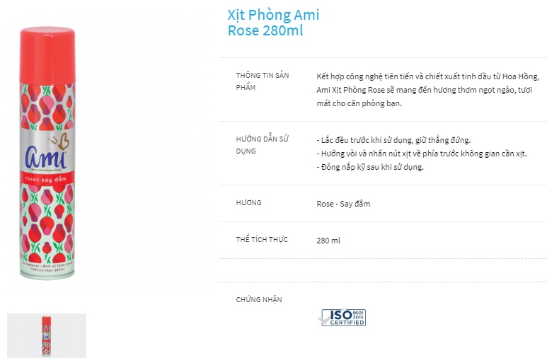 Nước hoa Xịt Phòng Ami 280ml (nhiều mùi hương)