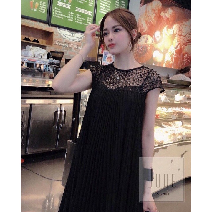 Đầm bầu xếp ly cao cấp