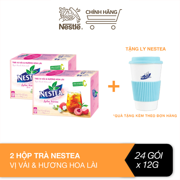 [Tặng ly Nestea] Combo 2 hộp trà Nestea vị vải & hương hoa lài hộp 12 gói x 12g