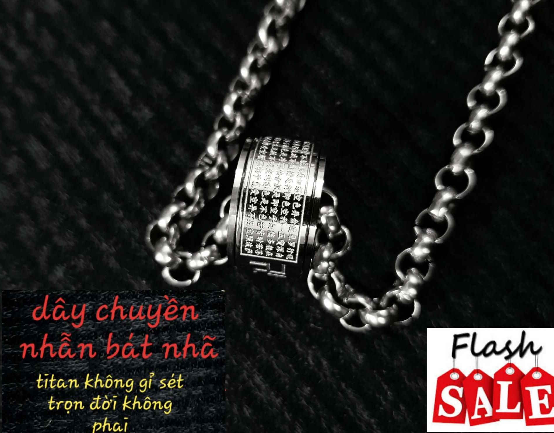 Flash SALE  Dây chuyền nhẫn bát nhã Tâm Kinh titan không gỉ đeo trọn đời