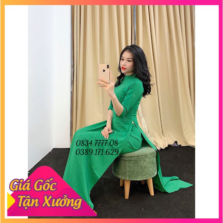 {Siêu Rẻ} Áo Dài Trơn Đồng Phục Công Sở 2 Tà Lụa Nhật [Không Kèm Quần]
