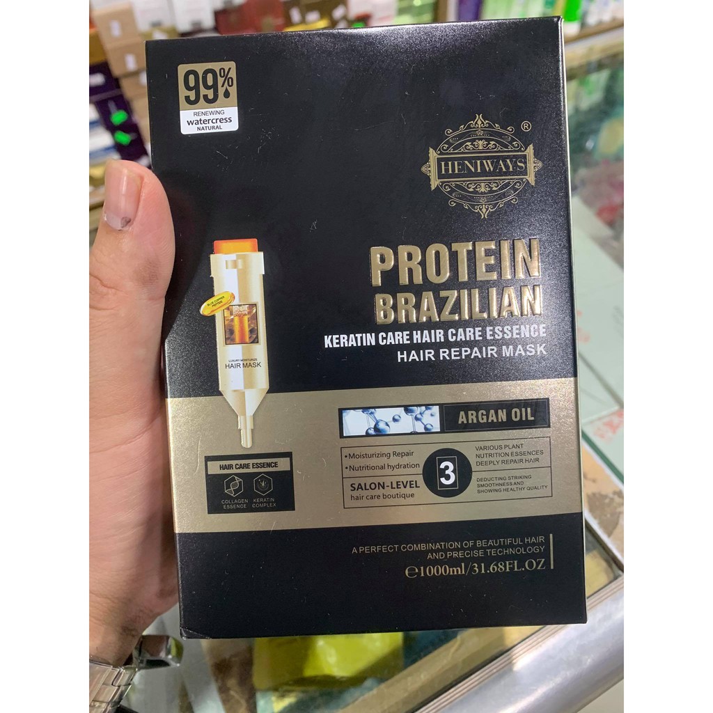 Kem hấp ủ tóc Heniways Protein Brazilian 1000ml