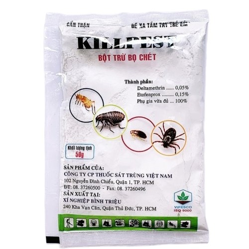 [HCM]THUỐC DIỆT BỌ CHÉT RẬN RỆP CHO CHÓ MÈO KILLPEST (gói 50g)