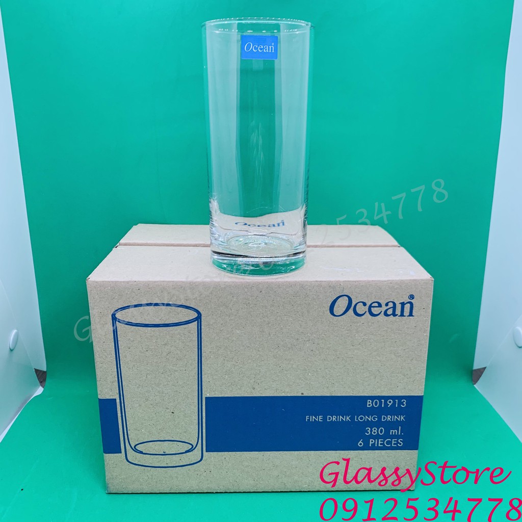 [HỘP 6 LY] Ly (cốc) thủy tinh Ocean Fine Drink – B01913 – 380ml (Hàng nhập khẩu Thái Lan chính hãng)