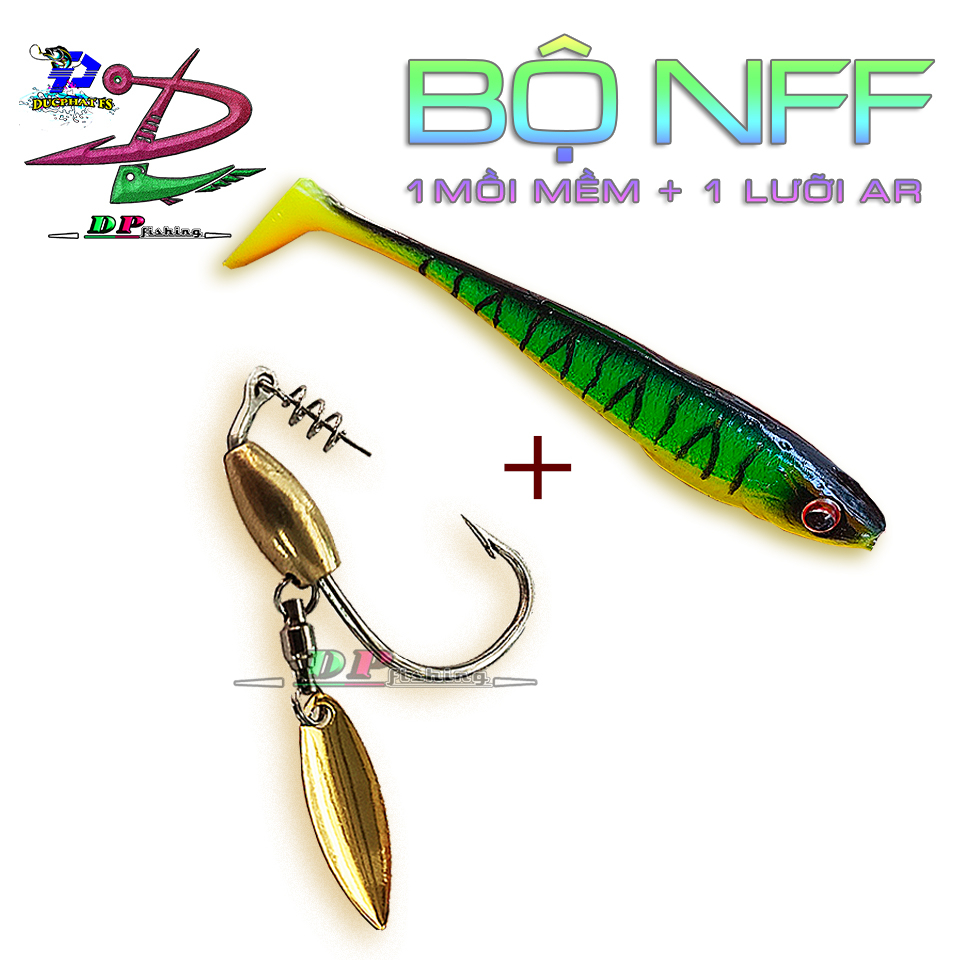 Bộ mồi cá mềm nff + lưỡi ar15 , câu lure cá lóc , cá chẽm