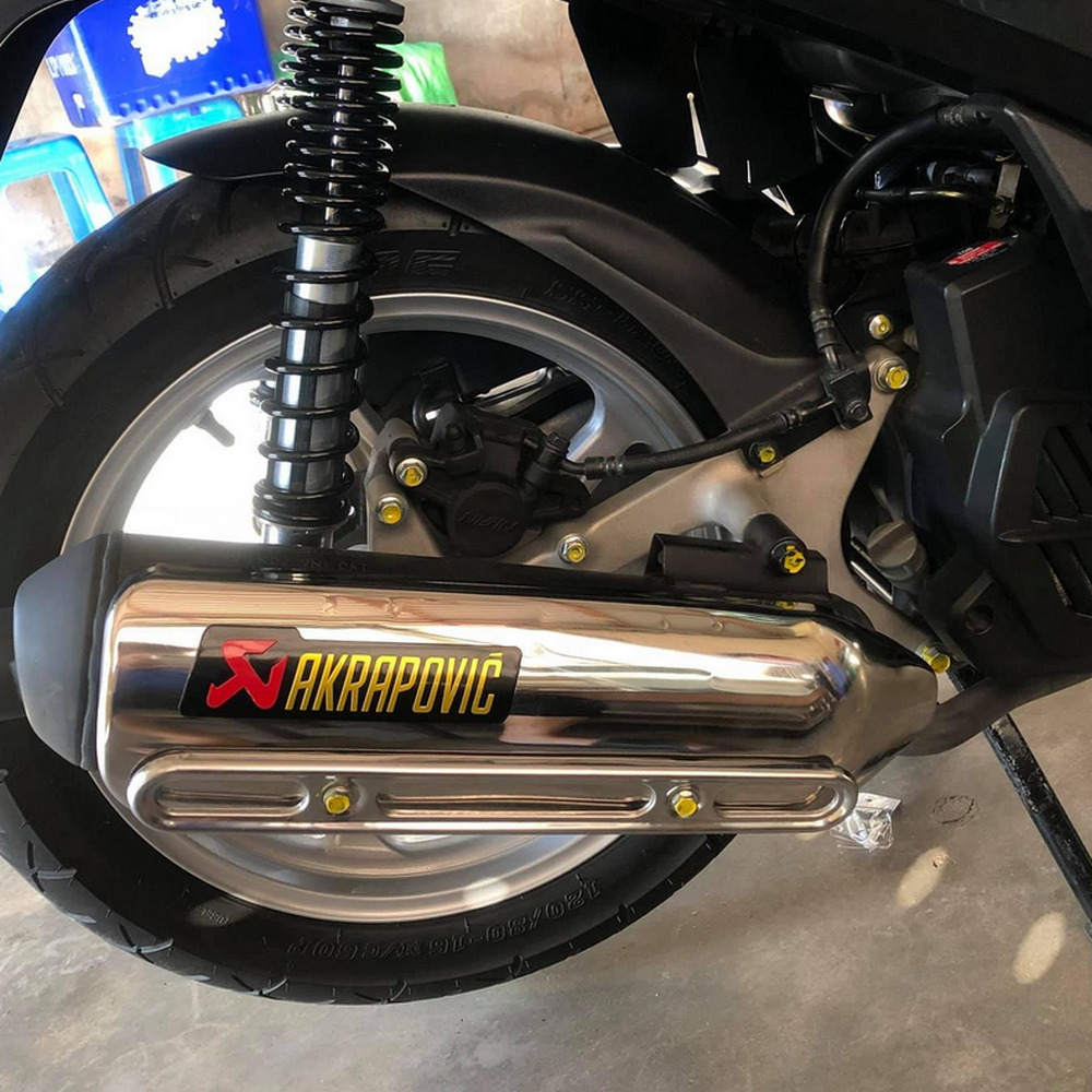 Tem nhôm akrapovic dài dán trang trí xe máy cao cấp