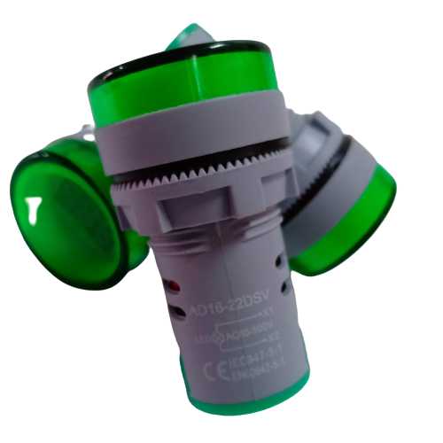 03 Đèn báo pha 22mm-220v xanh và đỏ vàng