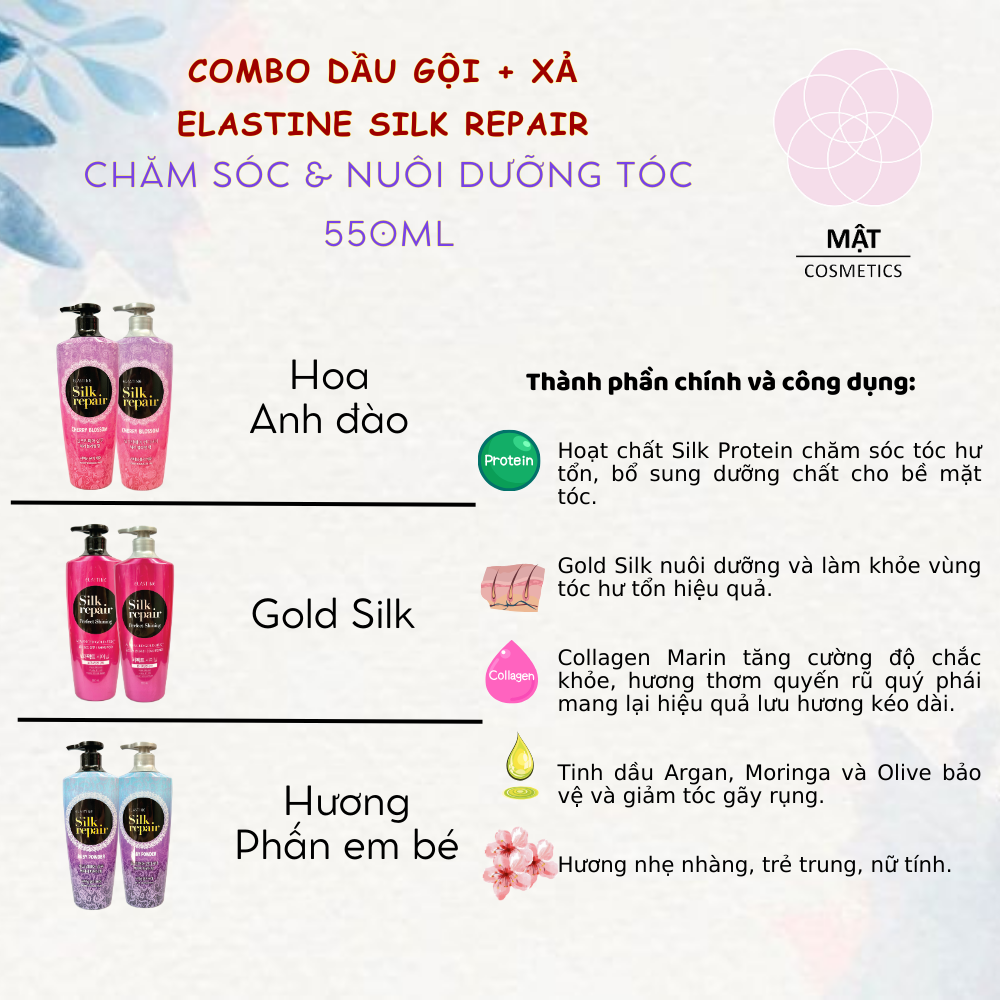 Dầu gội nước hoa Hàn Quốc Elastine Silk Repair 550ml