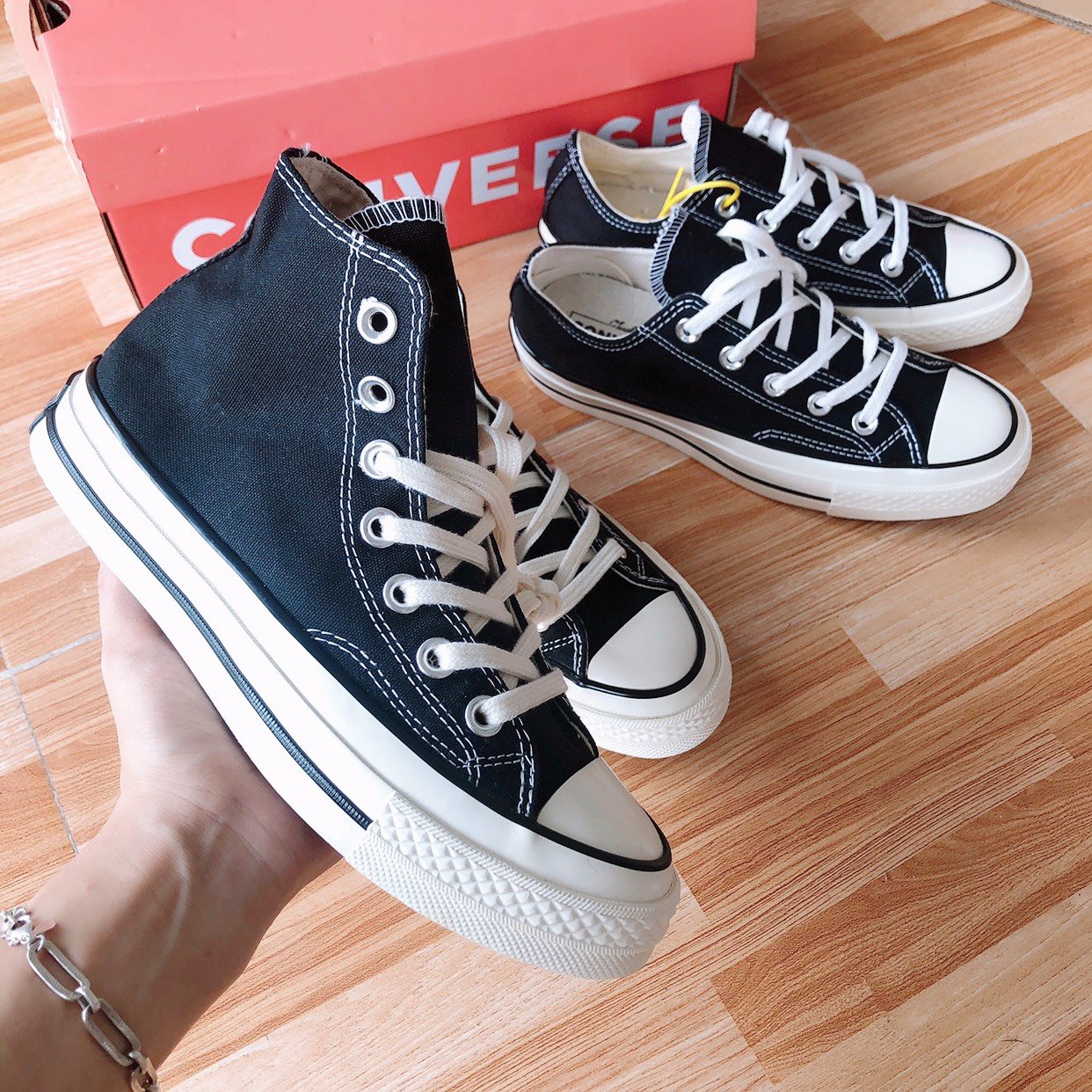 Giày Converse Chuck Jaylor Màu Đen (Cổ Cao, Cổ Thấp) Hàng R11