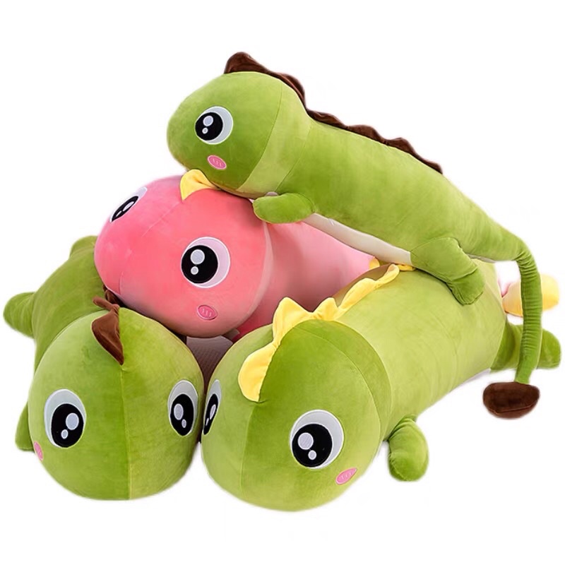 Thú gấu nhồi bông, gối ôm khủng long, thằn lằn đuôi tim dài, mắt to kích thước 60cm, 1m2-xuonggaubong88