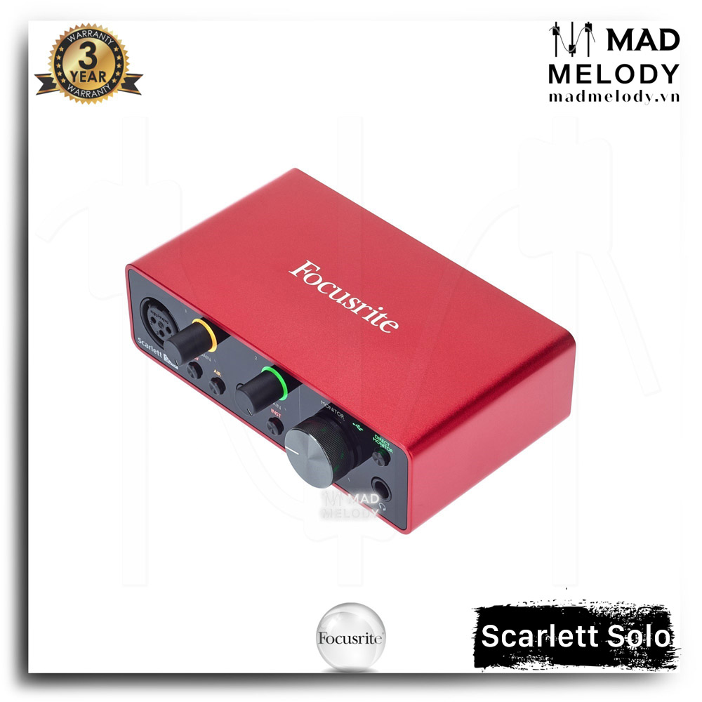 Focusrite Scarlett Solo USB Audio Interface (3rd Gen) [soundcard thu âm/kiểm âm Solo Gen 3, thế hệ 3, NEW]