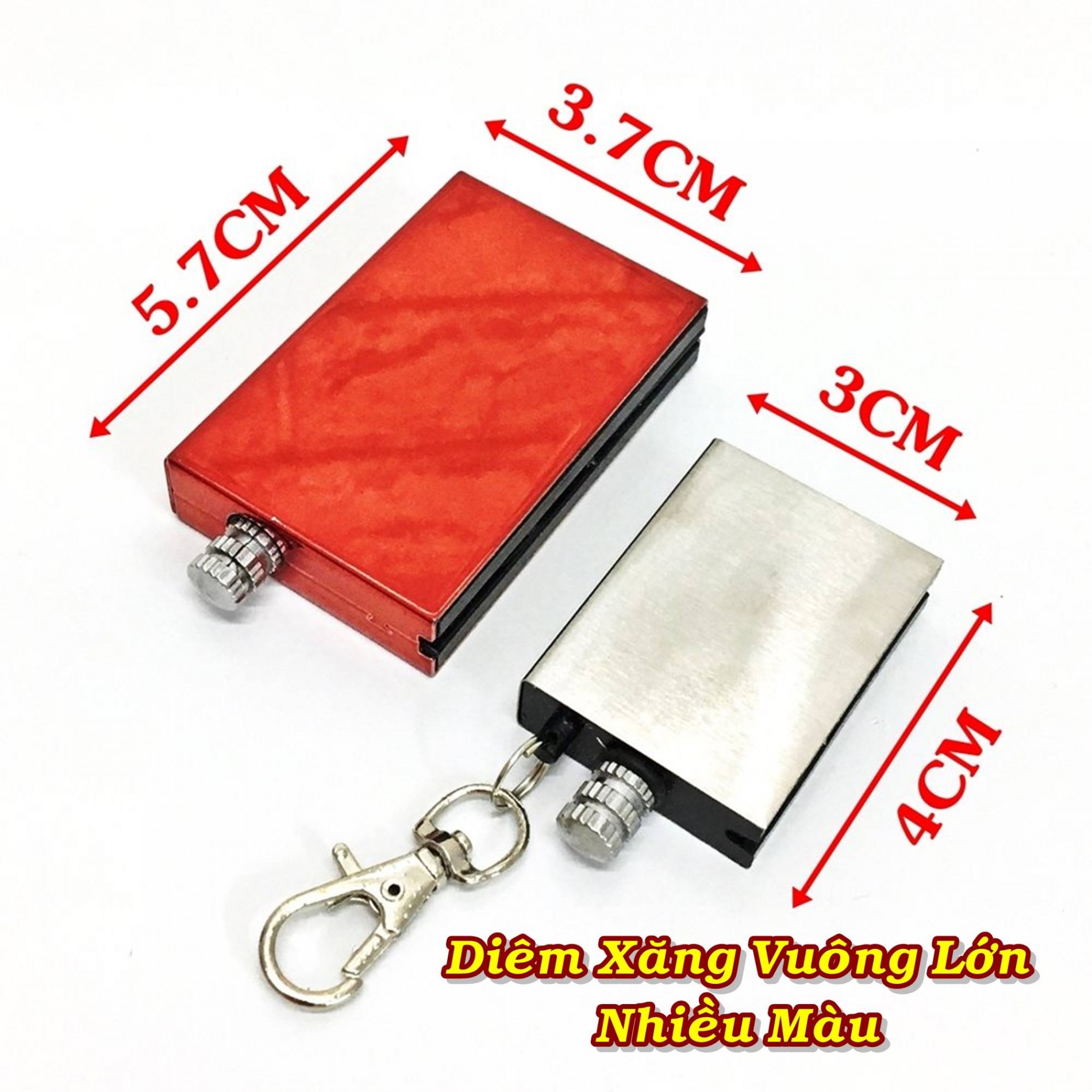 Hôp quẹt - bật lửa diêm xăng sinh tồn hình vuông size lơn nhiều màu nhỏ gọn nhẹ
