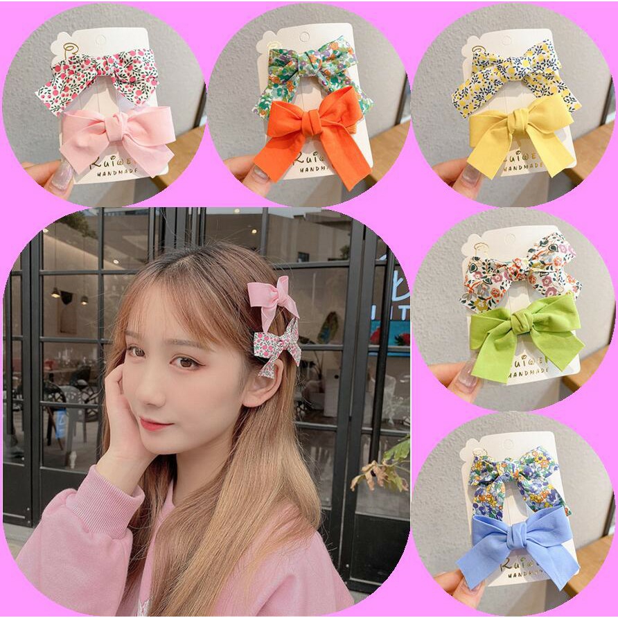 [HCM][MỚI] SET 2 KẸP TÓC NƠ VINTAGE  SIÊU XINH | PHONG CÁCH HÀN QUỐC | VIDEO THẬT | KISS PLAZA
