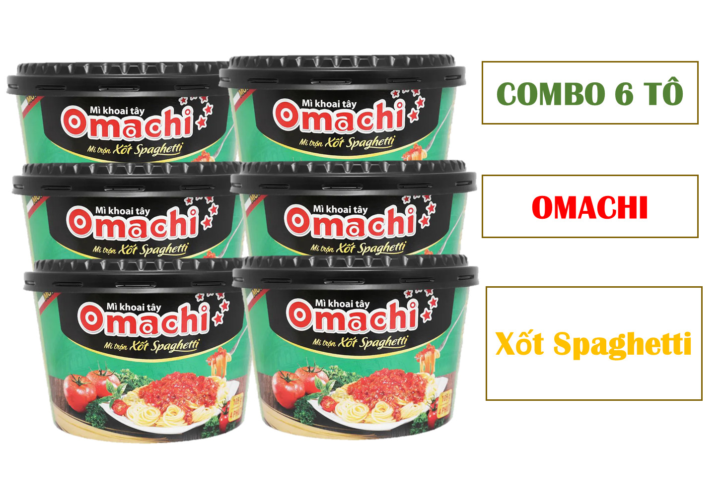 Combo 6 tô Mì trộn Omachi xốt Spaghetti 105g